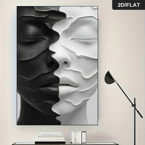 Abstract Dual Face Framed Canvas Wall Art - Modern Art Print for Home, Bar, Cafe, Office, Bedroom Decor, Unique Halloween Christmas Gift for Young Adults