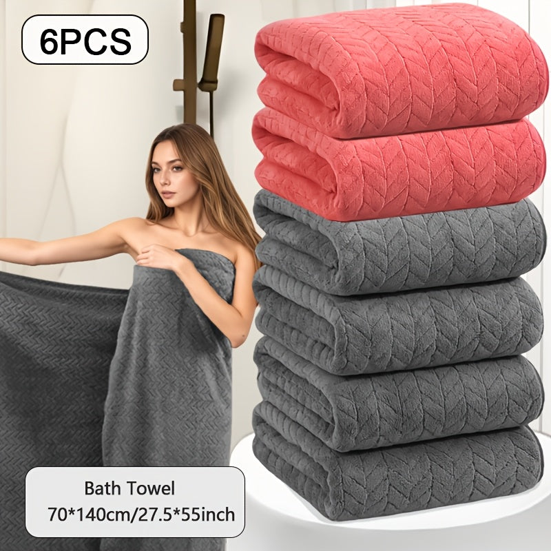 Oversized Striped Bath Towel Set – Absorbent Quick-Dry Adult Bath Towels for Spa, Hotel & Home | Available as Single or 6-Piece Set | Multiple Colors