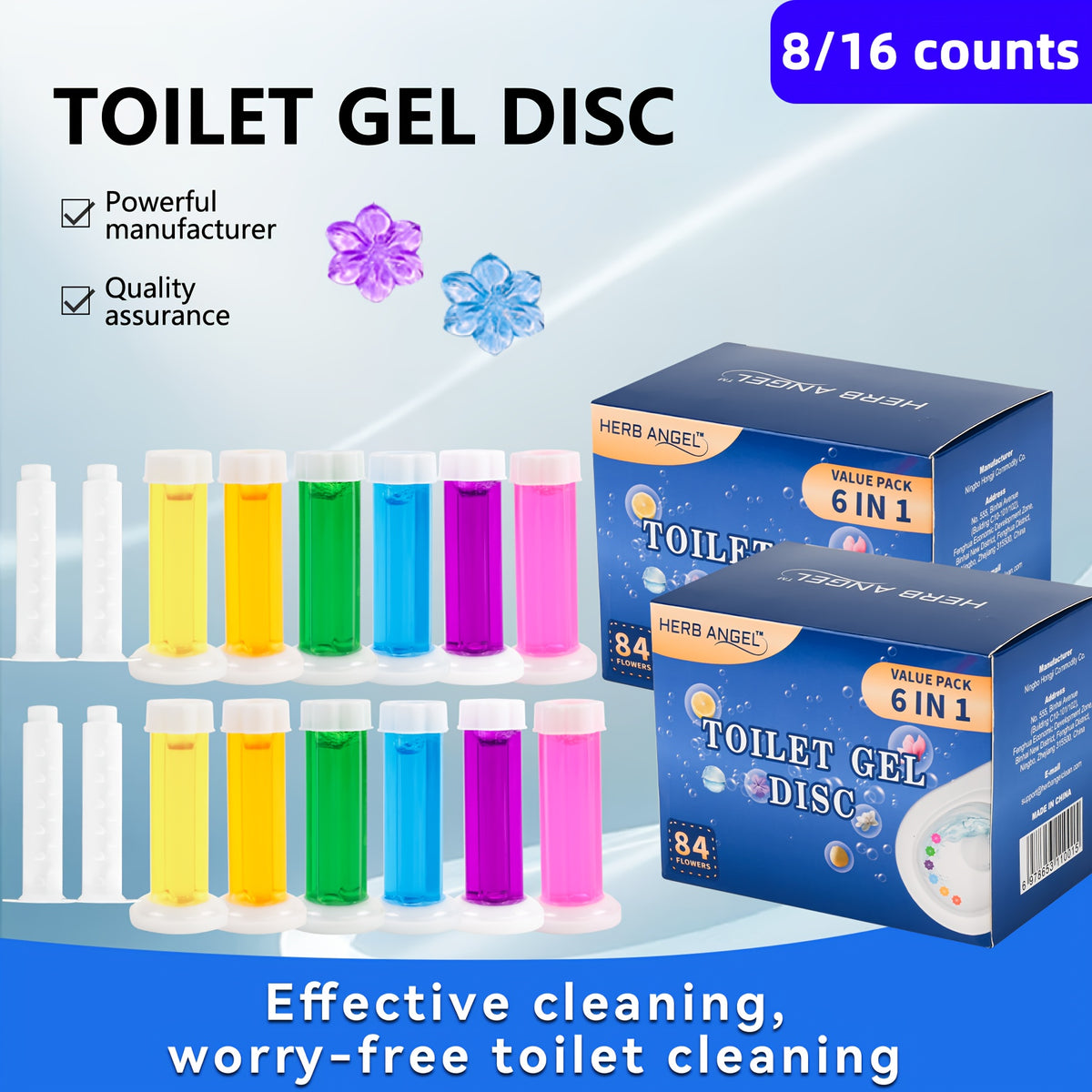 Toilet Cleaning Gel Stamp Air Freshener & Deodorizer 6 Fragrances – Long-Lasting Lavender, Ocean, Jasmine, Lemon, Gardenia & Carnation Toilet Bowl Cleaner Gel for Bathroom 1 Box / 2 Boxes