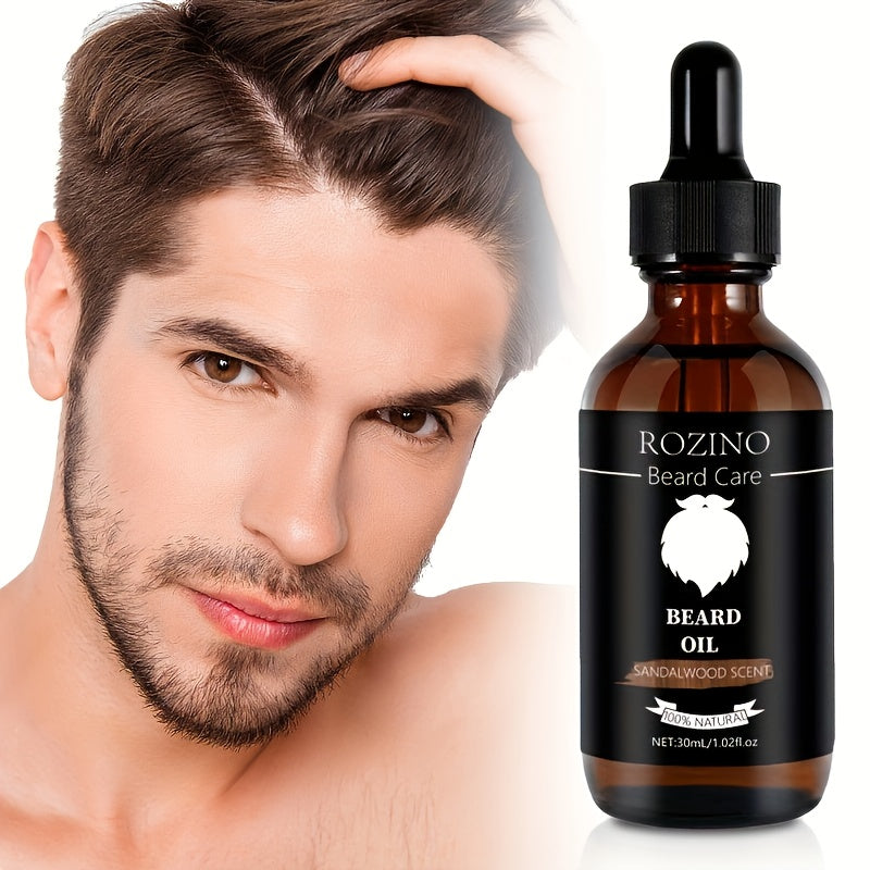 Sandalwood Beard Care Essential Oil 30ml, Plant-Based Beard Oil for Men, Moisturizes Softens & Smooths Facial Hair for a Polished Well-Groomed Look