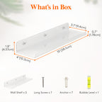 Floating Wall Shelf 15 Inch Transparent Acrylic – Clear Wall-Mounted Display Shelf for Books, Vinyl Records, Photos & Decor | Space-Saving Storage Organizer for Bedroom, Living Room, Bathroom & Kitchen