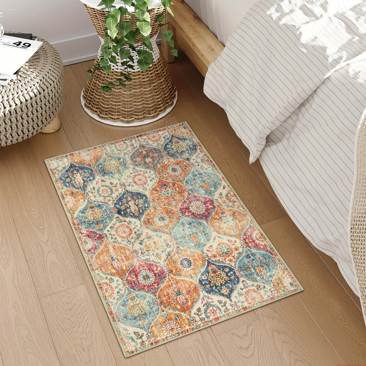 Non-Slip Washable Kitchen Rug – Vintage Hallway Runner with Rubber Backing | Cashmere-Like