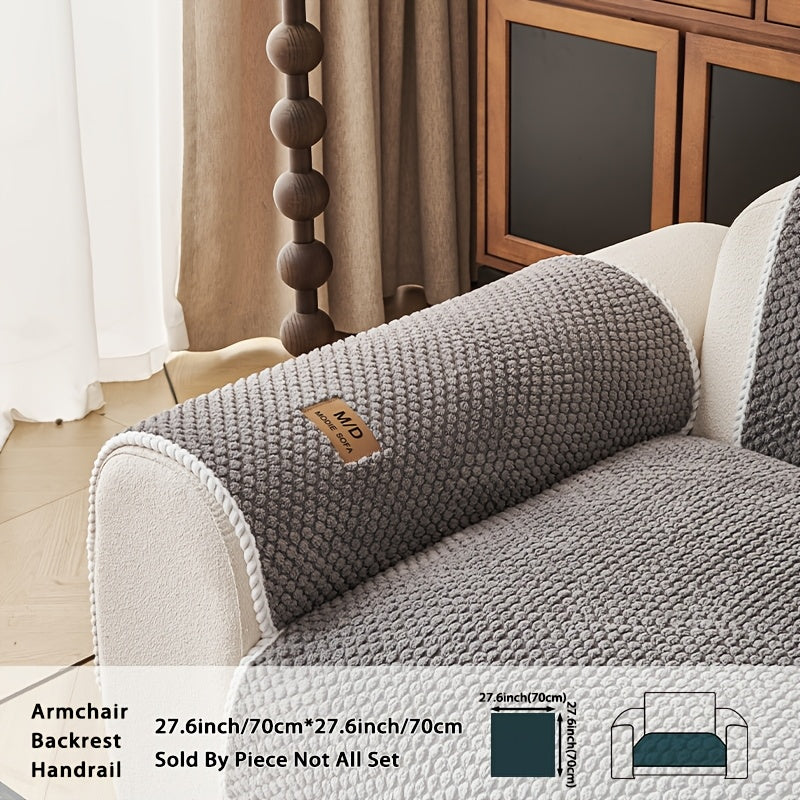 Bohemian Plush Sofa Cover with Cushion Pad Machine Washable Pet Friendly for Cats & Dogs – Fits Single Double Triple Quad Sofas, Warm Cozy Boho Home Decor Couch Protector