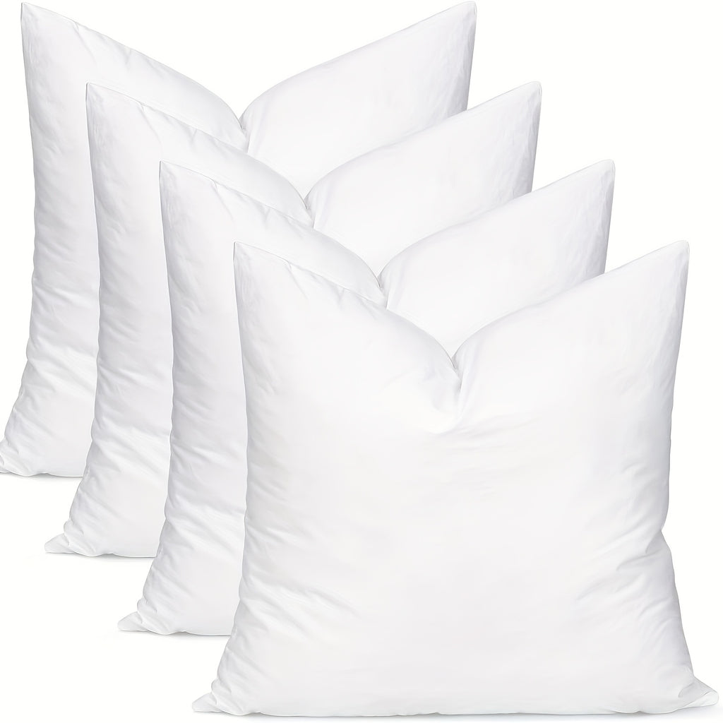 Hypoallergenic Fiber Pillow Inserts 1/2/4 Pack – White Square Cushion Filling with Zipper, Polyester Sanded Soft Fill for Sofa Bed Patio Bedroom Office Living Room Indoor Outdoor Decor