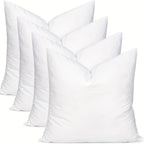 Hypoallergenic Fiber Pillow Inserts 1/2/4 Pack – White Square Cushion Filling with Zipper, Polyester Sanded Soft Fill for Sofa Bed Patio Bedroom Office Living Room Indoor Outdoor Decor