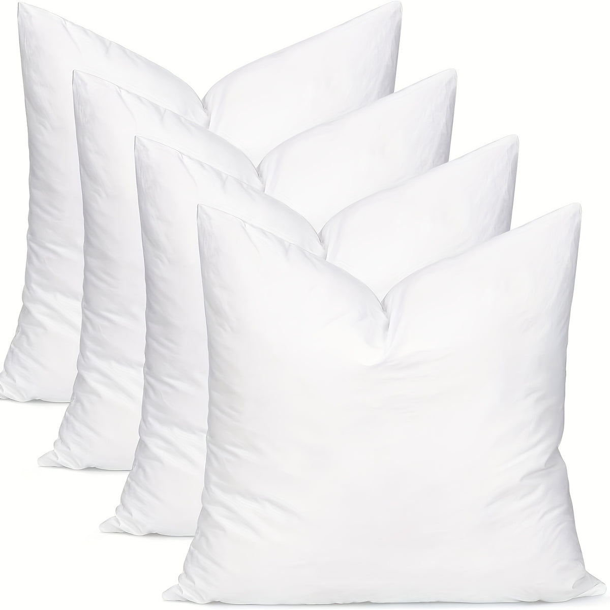 Hypoallergenic Fiber Pillow Inserts 1/2/4 Pack – White Square Cushion Filling with Zipper, Polyester Sanded Soft Fill for Sofa Bed Patio Bedroom Office Living Room Indoor Outdoor Decor