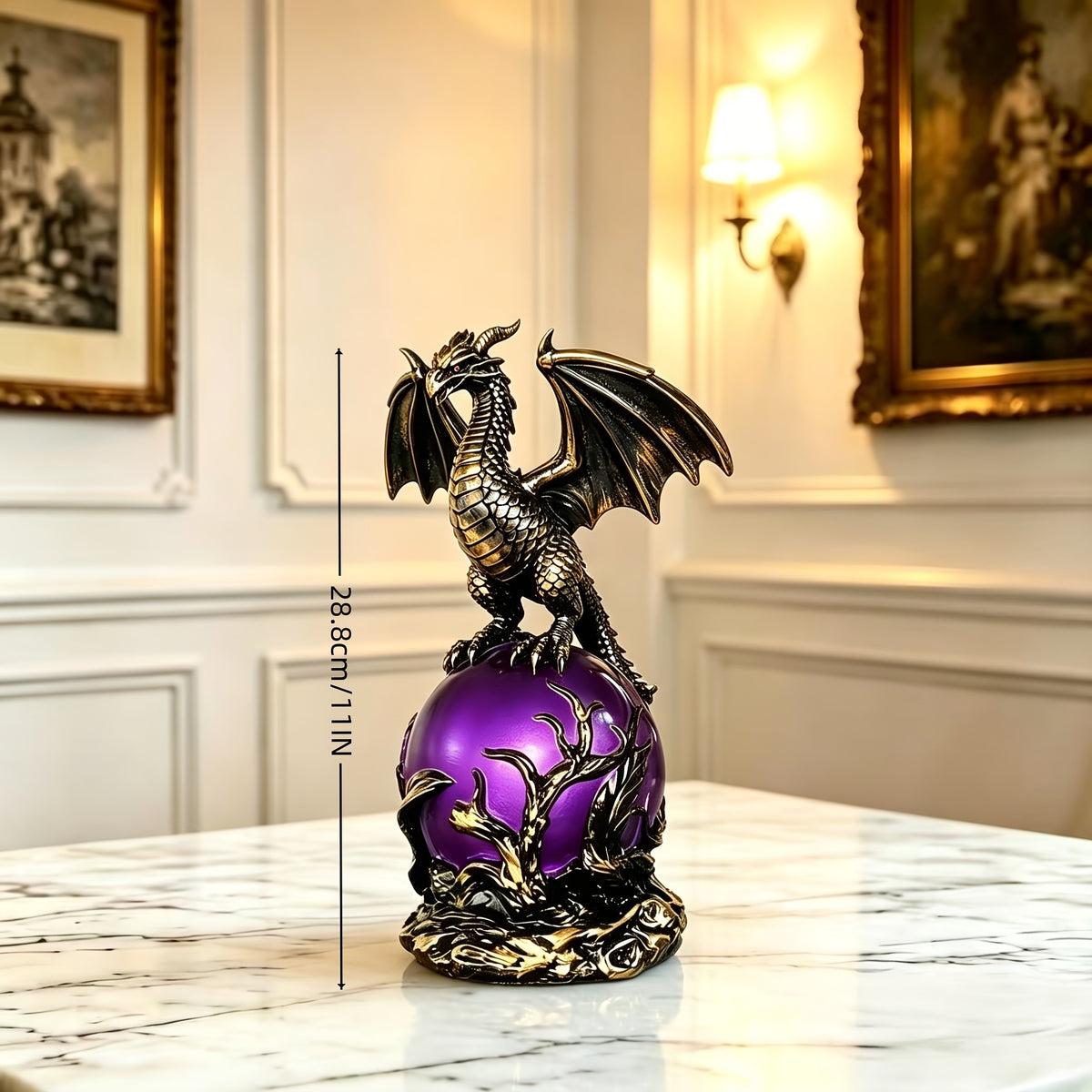 Gothic USB Night Light LED Resin Carving with Luminous Sphere – Ambient Bedroom Living Room Decor Light for Festival Parties, Collectors & Gothic Gift Enthusiasts