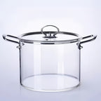 Stainless Steel Handle Glass Pot with Lid – Non-Stick Heat-Resistant Soup Stew Pot, Induction & Electric Ceramic Stove Compatible, 3.5L or 5.5L, Includes Insulation Pad & Scouring Pad