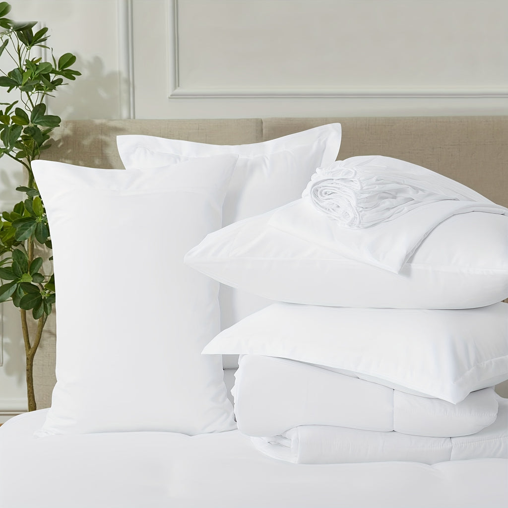 Bed in a Bag Queen 7 Piece Fluffy Comforter Set – Ultra-Soft Microfiber Bedding with Comforter, Fitted Sheet, Flat Sheet & 4 Pillowcases, Hypoallergenic Breathable All Season Bedding Gift for Her