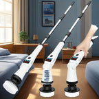 Electric Spin Scrubber Cordless with 8 Replaceable Brush Heads Extension Handle 3 Speeds 90-Min Battery USB Rechargeable for Bathroom Shower Tile Grout Tub Floor Kitchen