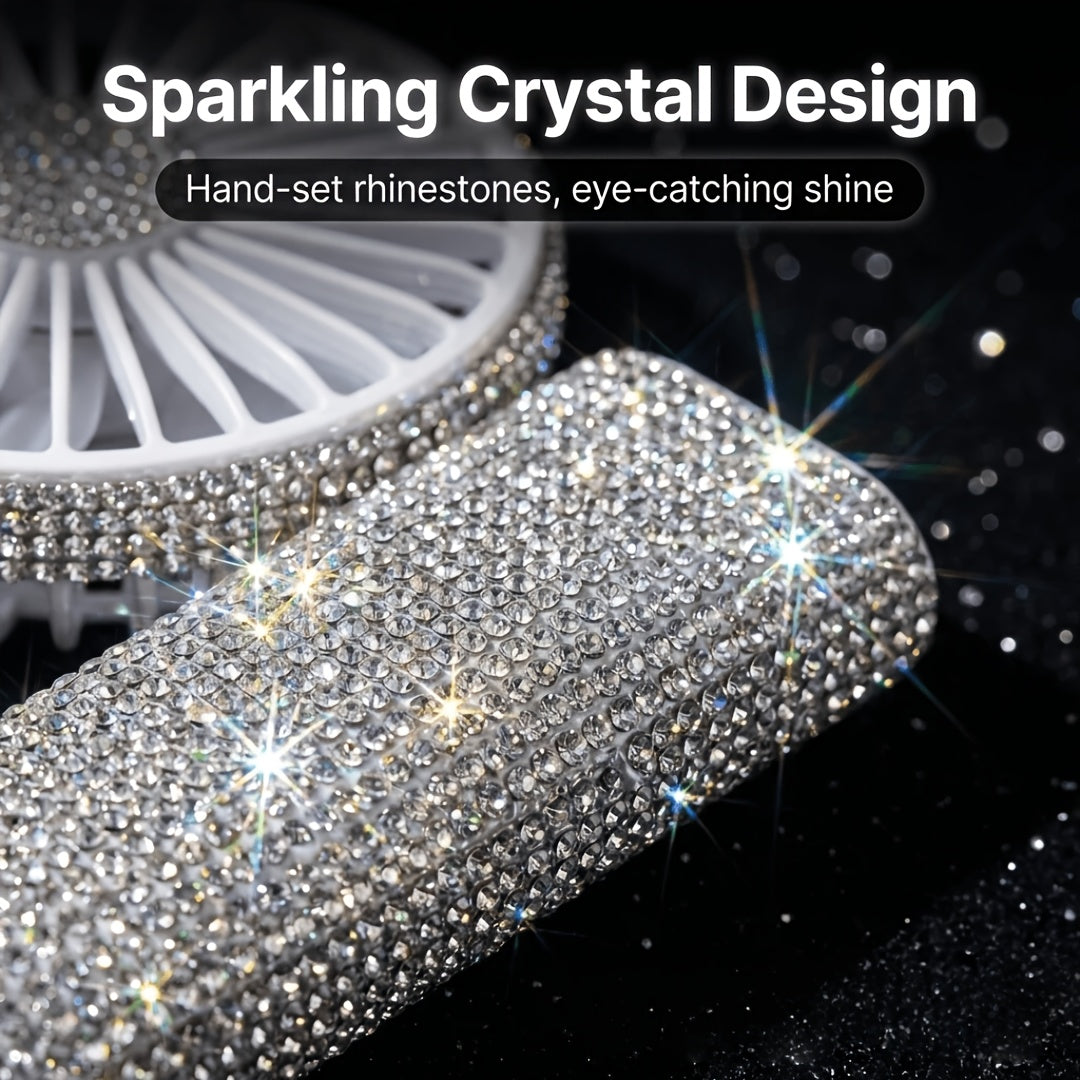 Rhinestone Handheld Fan Crystal Diamond Bling Mini Personal Fan USB Rechargeable 3-Speed for Women Girls Wedding Travel Outdoor Office