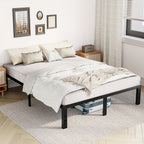 Metal Platform Bed Frame with Steel Slat Support | No Box Spring Needed | Under-Bed Storage | Easy Assembly | Noise-Free | Black | Twin Full Queen King