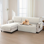 L-Shaped Sectional Sofa Cover 100% Liquid-Resistant Couch Slipcover with Non-Slip Straps for Dogs Cats Pets Left Right Chaise