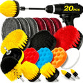 Drill Brush Attachments Set 20 Pack – Power Scrubber Brushes, Scrub Pads, Sponge & Buffing Pads with Extension Rod for Bathroom, Tile, Grout, Car Polishing, Kitchen & Shower Cleaning – Car Polishing Pad Kit