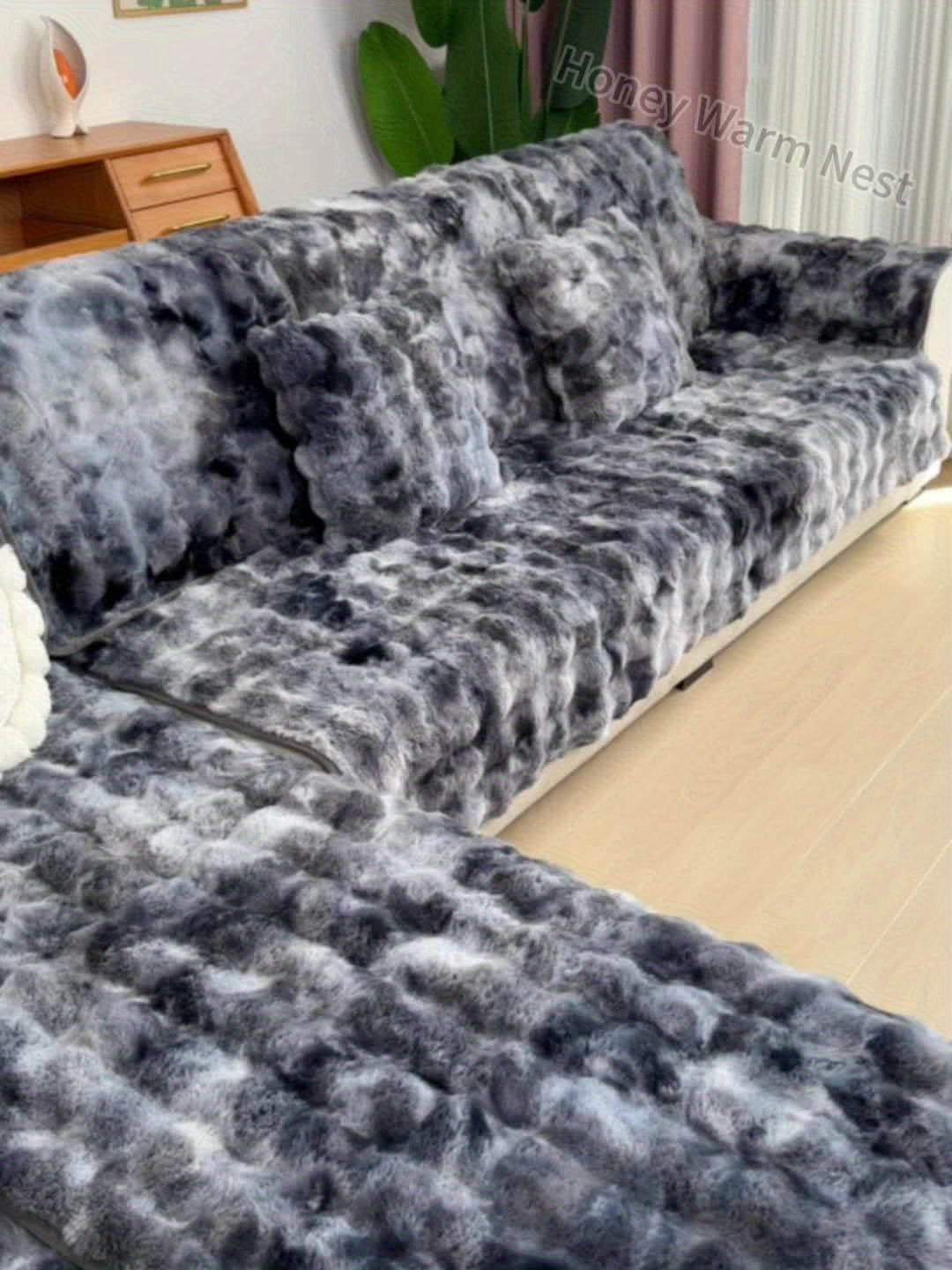 Plush Gradient Velvet Sofa Cover 450-500gsm Super Soft Warm Winter Pet Friendly Non-Slip Machine Washable Modern Style 1 2 3 4 Seater Living Room Couch Protector