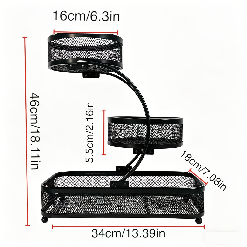 3-Tier Metal Mesh Countertop Storage Rack with Hooks, Space-Saving Organizer for Bathroom & Kitchen – Heavy-Duty Cosmetic, Perfume & Toiletry Display Stand, Black or White, Mini Available