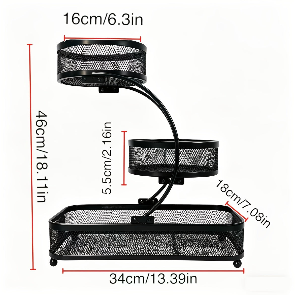 3-Tier Metal Mesh Countertop Storage Rack with Hooks, Space-Saving Organizer for Bathroom & Kitchen – Heavy-Duty Cosmetic, Perfume & Toiletry Display Stand, Black or White, Mini Available