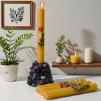 Floral Cone Shaped Decorative Candles 4 Pack 10 Inch Cylindrical Beeswax Taper Candles for Holiday Parties Valentine's Day Mother's Day Wedding Table Centerpiece Home Decor Gift