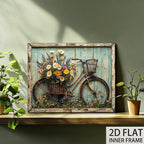 Shabby Chic Canvas Wall Art – Vintage Blooming Flower Country Landscape Painting with Wood Background, Farmhouse Pastoral Wall Decor for Living Room & Kitchen, High-Quality Print Wrap-Around Frame
