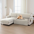 L-Shaped Sectional Sofa Cover 100% Liquid-Resistant Couch Slipcover with Non-Slip Straps for Dogs Cats Pets Left Right Chaise