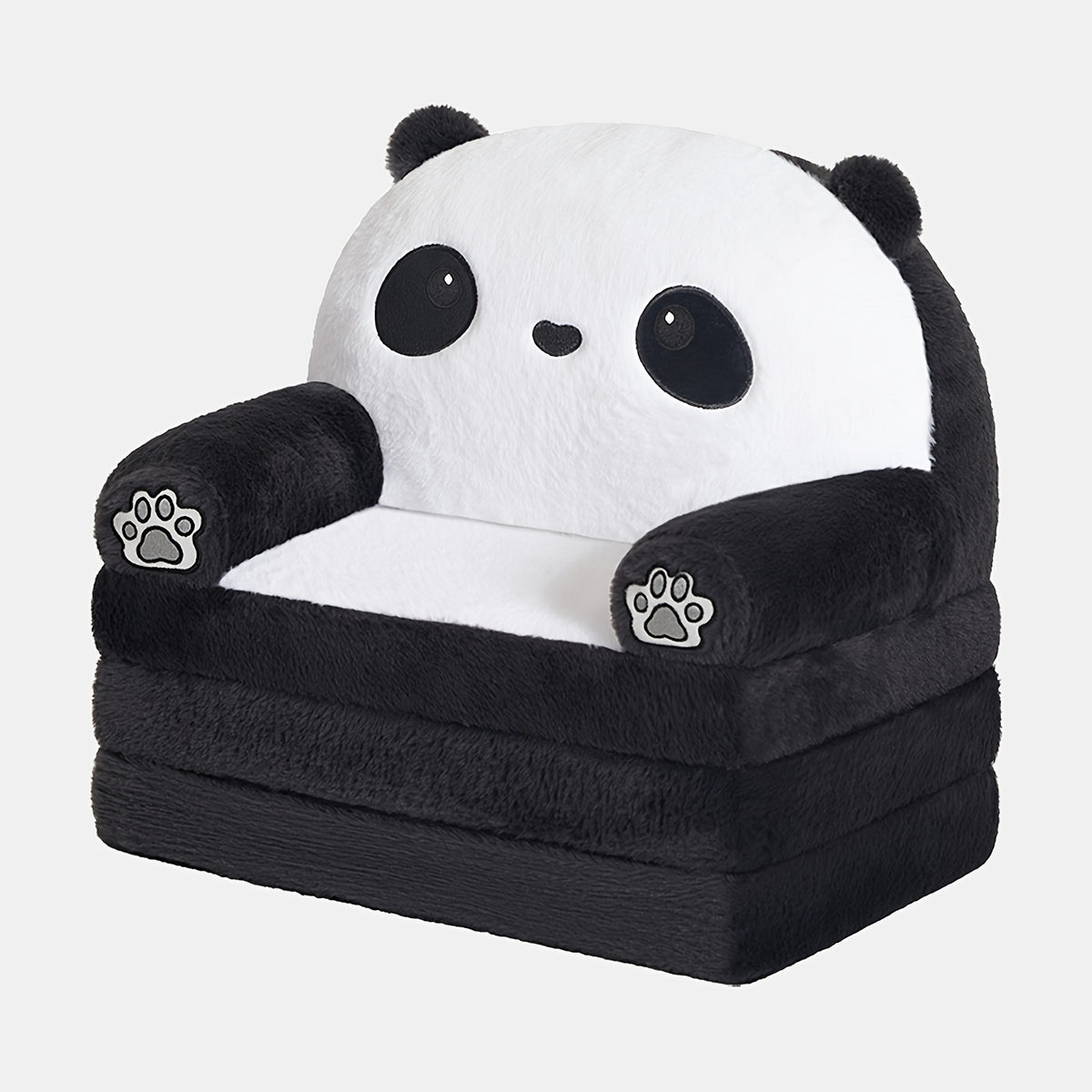 Animal Kids Foldable Sofa 2-in-1 Fold-Out Couch – Soft Polar Fleece High-Density Foam Lounger Chair for Playroom, Boys & Girls Room Decor, Cute Teddy Bear, Panda, Kitten & Milk Cow Styles