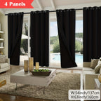 100% Blackout Curtains 4-Panel – Coated Lining Grommet Top for Total Darkness, Privacy Drapes for Bedroom Living Room Kitchen Bathroom, 8 Colors 9 Sizes