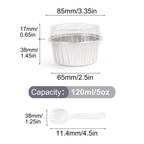 Aluminum Foil Cupcake Liners with Lids & Spoons - 50 Pack, 5oz Disposable Muffin Cups for Oven, Microwave & Air Fryer, Party Baking Cups for Christmas, Weddings & Birthdays, Pink & Grey