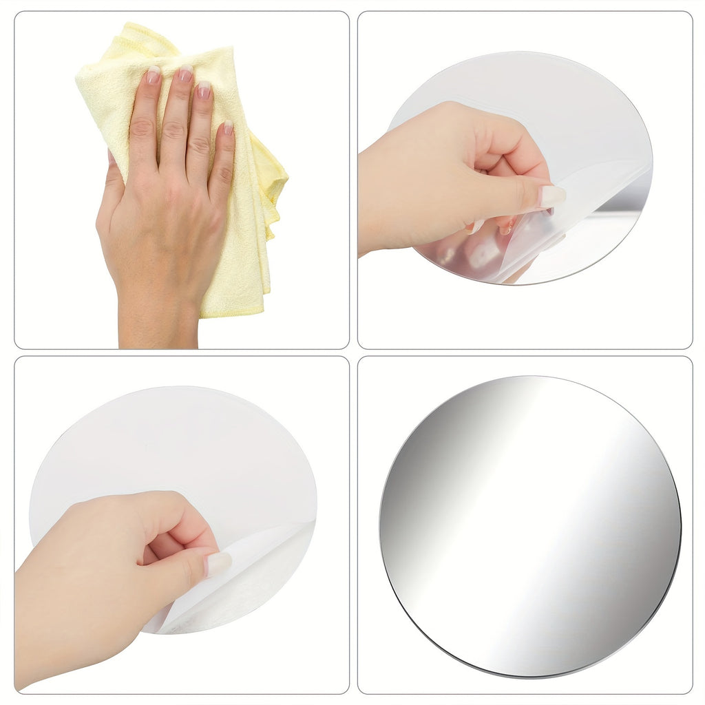 3D Mirror Wall Stickers 50pcs Round Self-Adhesive Acrylic Wall Decals in Multiple Sizes 0.9-5.9 Inch, Waterproof Shatterproof DIY Wall Art for Bedroom, Bathroom, Living Room & Office