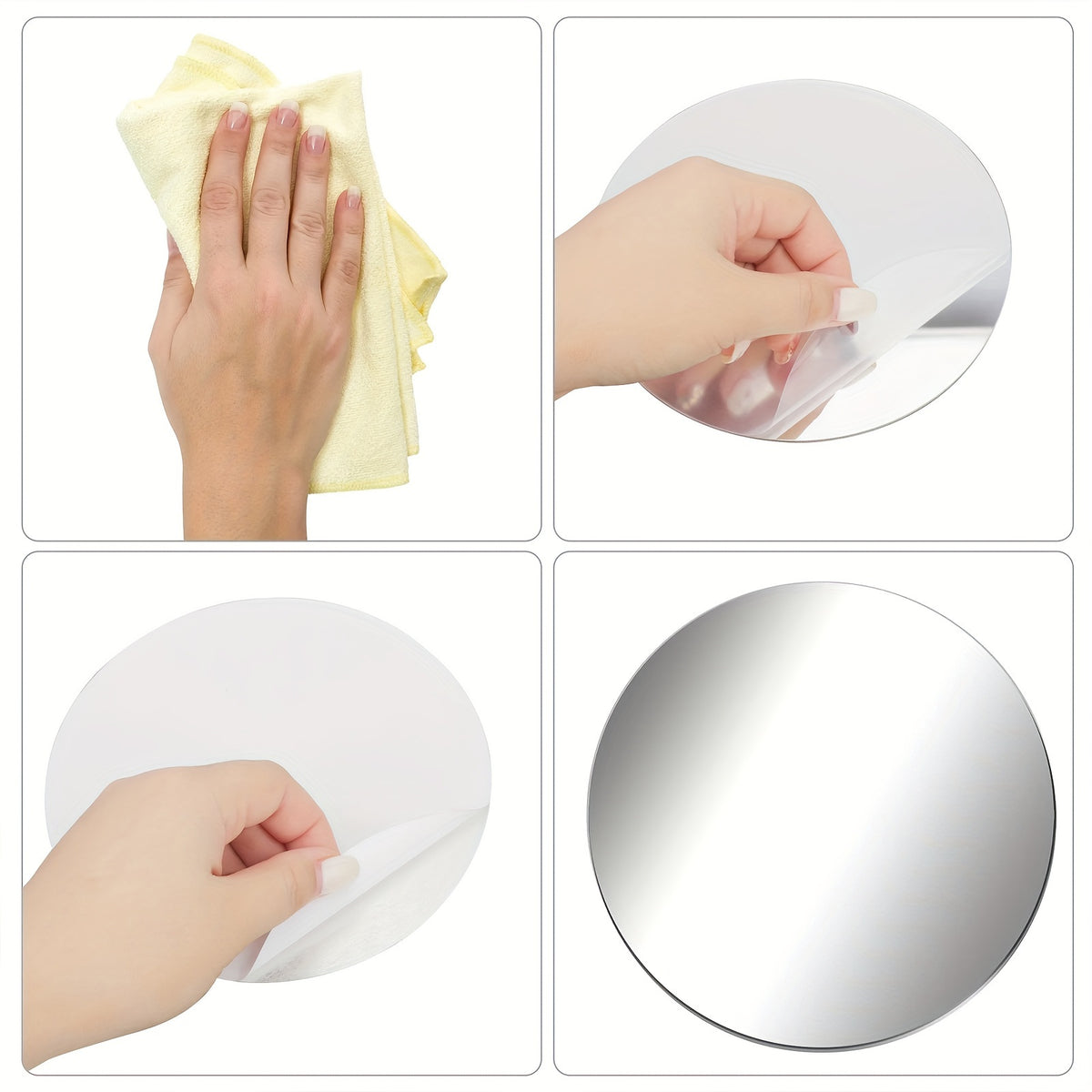 3D Mirror Wall Stickers 50pcs Round Self-Adhesive Acrylic Wall Decals in Multiple Sizes 0.9-5.9 Inch, Waterproof Shatterproof DIY Wall Art for Bedroom, Bathroom, Living Room & Office