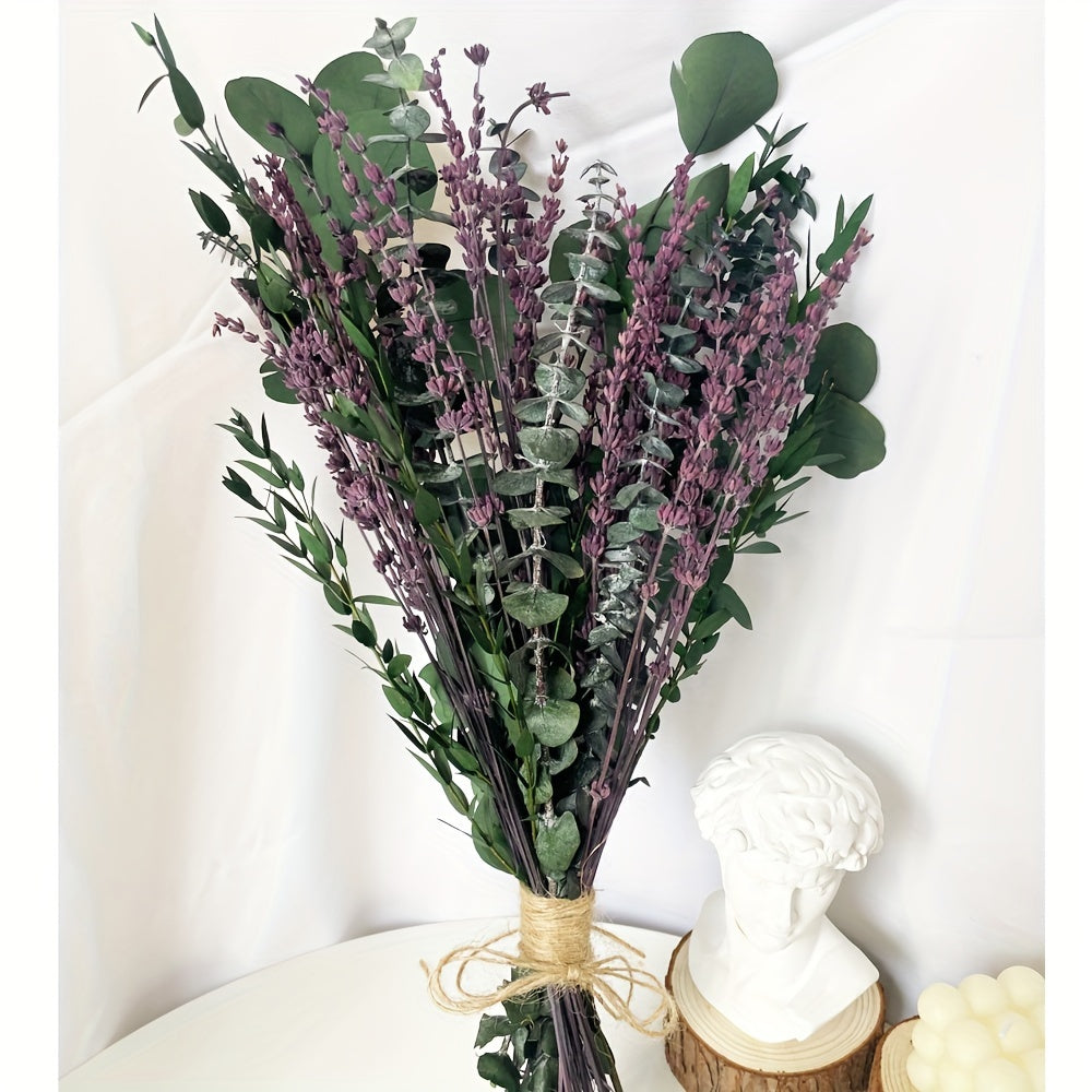 Dried Eucalyptus & Lavender Stems 60+ Pcs – 17" Silver Dollar Eucalyptus Shower Hanging Bundle, Fragrant Preserved Florals for Bathroom, Home & Bedroom Decor, Boho Vase Filler & Aromatherapy Gift