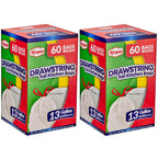 Drawstring Tall Kitchen Trash Bags 13 Gallon 120 Count (2 Boxes of 60), 2ft x 2ft 4in Sturdy 0.45mil Bags for Standard Kitchen Trash Cans, Easy-Tie Drawstring Closure