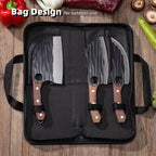 Viking-Inspired Hand-Forged Butcher Knife Set with Carrying Case - High Carbon Steel Cleaver Boning and Vegetable Knife Set for BBQ Camping and Meat Preparation