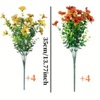 8-Pack Artificial Autumn Chrysanthemum Bouquets – UV-Resistant Non-Fading Faux Orange Fall Flowers for Home, Porch, Garden & Wedding Decor, Indoor Outdoor All-Season Decoration