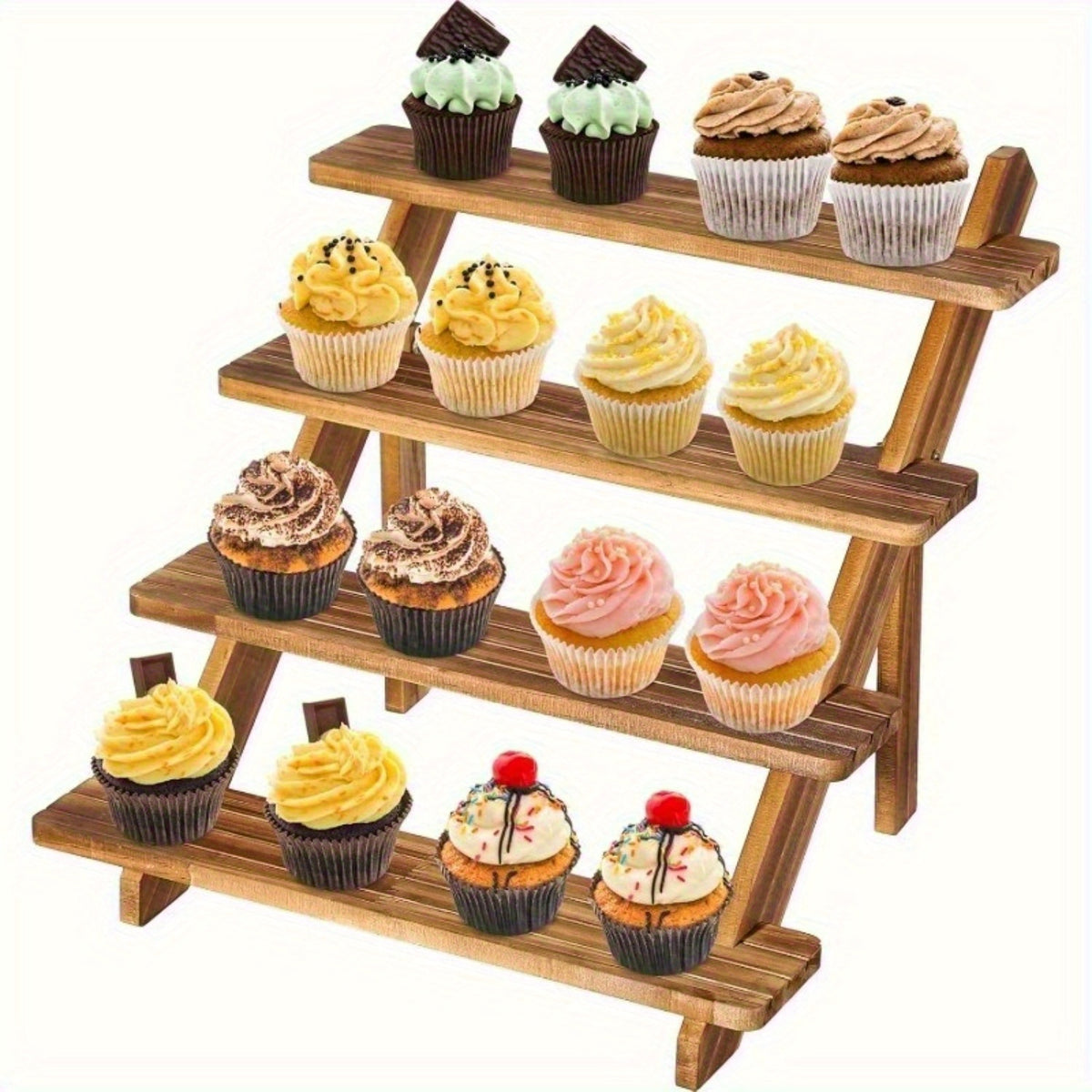 3/4/5-Tier Wooden Display Stand – Vintage Rustic Multi-Purpose Vertical Shelf for Home, Store, Bakery & Events | Jewelry, Dessert & Cupcake Display Rack