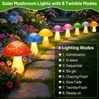 Solar Garden Mushroom Light with 8 Colorful Cracked Mushrooms & 8 LEDs – IP65 Waterproof Outdoor Landscape Lighting for Yard, Lawn, Patio & Terrace, Solar Powered Decorative Garden Light