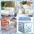 Cube Box Facial Tissues 12 Pack 600 Sheets 3-Ply Spring Floral Design Bulk Tissue Boxes for Bedroom Car Office Home – Small Square Face Tissue Cubes