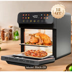 Large Capacity Air Fryer 6QT & 12QT with Visual Window Smart Auto-Cook Anti-Scald Handle for Chicken Fish and More
