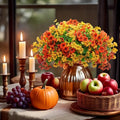 8-Pack Artificial Autumn Chrysanthemum Bouquets – UV-Resistant Non-Fading Faux Orange Fall Flowers for Home, Porch, Garden & Wedding Decor, Indoor Outdoor All-Season Decoration