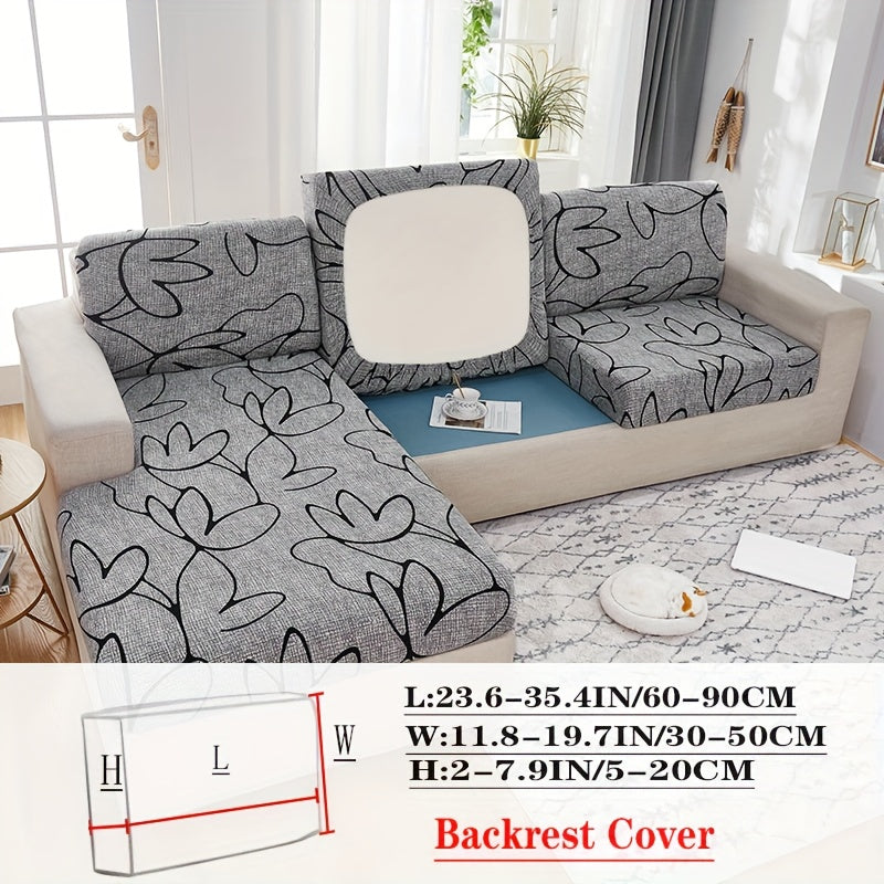 Floral Pattern Sofa Cover Breathable Soft Machine Washable All Season Light Grey Fits 1 to 4 Seater Chaise Longue and Backrest Options