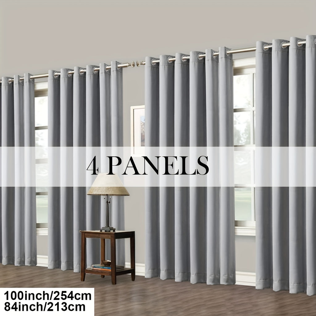 Room Darkening Blackout Curtains 4-Pack – Grommet Top Plain Weave Sun Blocking Drapes for Living Room & Bedroom, 9 Colors, 7 Size Options, Woven Polyester
