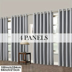 Room Darkening Blackout Curtains 4-Pack – Grommet Top Plain Weave Sun Blocking Drapes for Living Room & Bedroom, 9 Colors, 7 Size Options, Woven Polyester