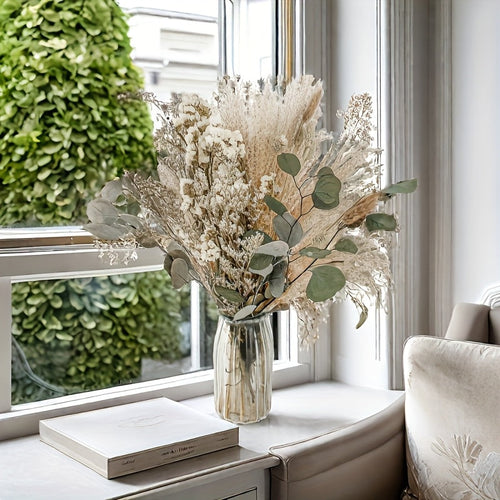 42-Piece Olive Green Boho Pampas Grass Dried Flower Set – FORTUNATE FLOWERS Natural Dried Greenery for Bathroom Decor, Boho Wedding Bouquets, Vase Arrangements & Greenhouse Decoration