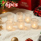 Glass Votive Candle Holders Bulk Set 6/12/24pcs – Shimmering Multi-Hued Hurricane Glass for Wedding, Christmas, Thanksgiving, Valentine’s Day & Holiday Party Tabletop Decor