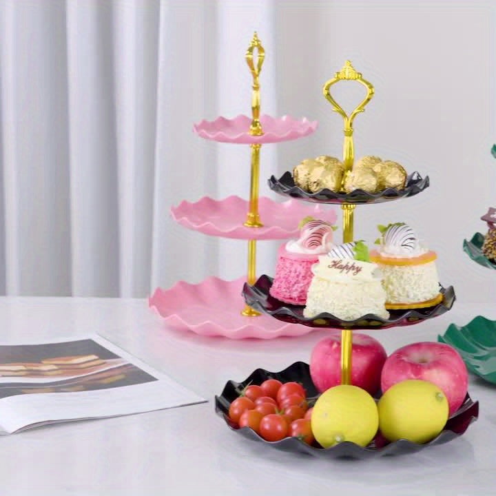 European-Style Plastic Tiered Cake Stand for Parties – 1 or 3-Piece White Dessert Display for Cupcakes, Fruit & Sweets, Birthdays, Weddings & Graduations
