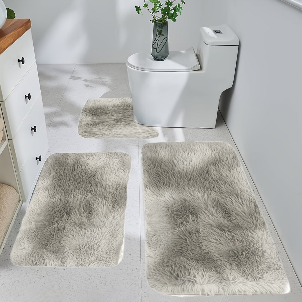 Plush Bath Rugs Set 1-6 Pieces, Multi-Color Microfiber Non-Slip Bathroom Mats – Soft Water Absorbent Thick Machine Washable Toilet Mats for Bathroom, Tub & Shower