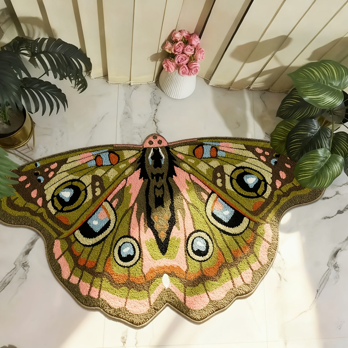 Butterfly Shaped Plush Rug Soft Carpet for Living Room Bedroom Bedside Creative Artistic Decor Modern Minimalist 2 Colors 3 Sizes
