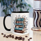 Bookworm Ceramic Mug – "There's No Such Thing as Too Many Books" Quote Tea Cup – Funny Gift for Book Lovers, Librarians & Teachers
