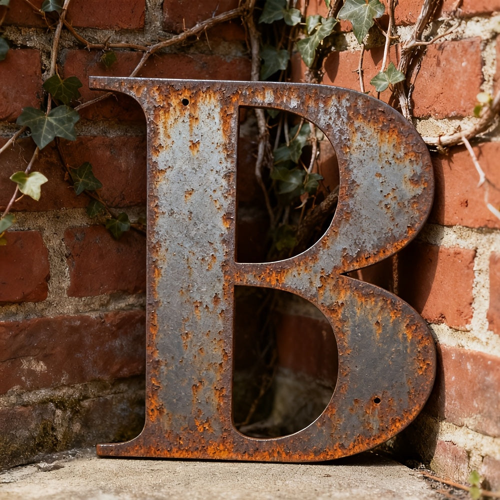 Rustic Metal Letter Wall Decor 12-Inch Tall Slim Iron Alphabet A-Z, Vintage Industrial Wall Art Sign for Home Kitchen Bar Shop, Personalized Name Monogram Holiday Gift for Christmas Thanksgiving – 26 Letters