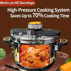 Stainless Steel Pressure Cooker & Stew Pot with One-Twist Lock Lid – 1.32, 1.59 & 2.11 Gal Sizes, Induction & Gas Compatible, Dishwasher Safe for Family Meals