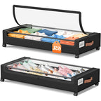 Wheeled Under-Bed Storage Box | Metal Rolling Drawer Organizer for Clothes, Shoes, Blankets & Bedding – Black & Gray, 1PC or 2PC Set
